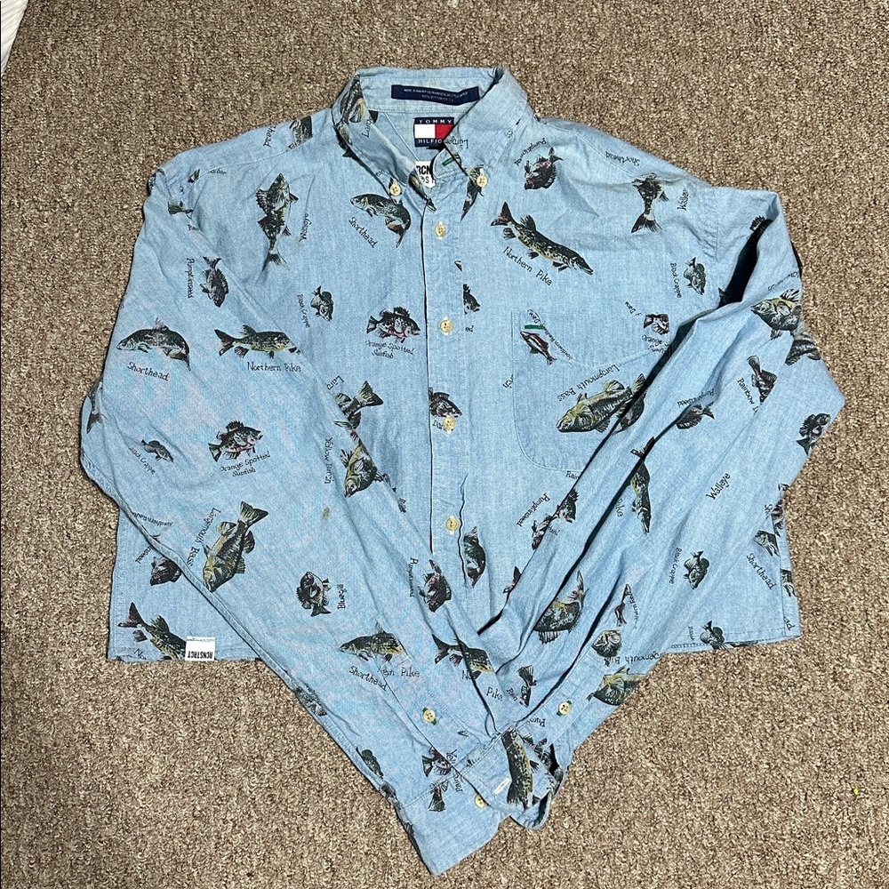 Tommy Hilfiger Light Blue Fish Pattern Shirt
